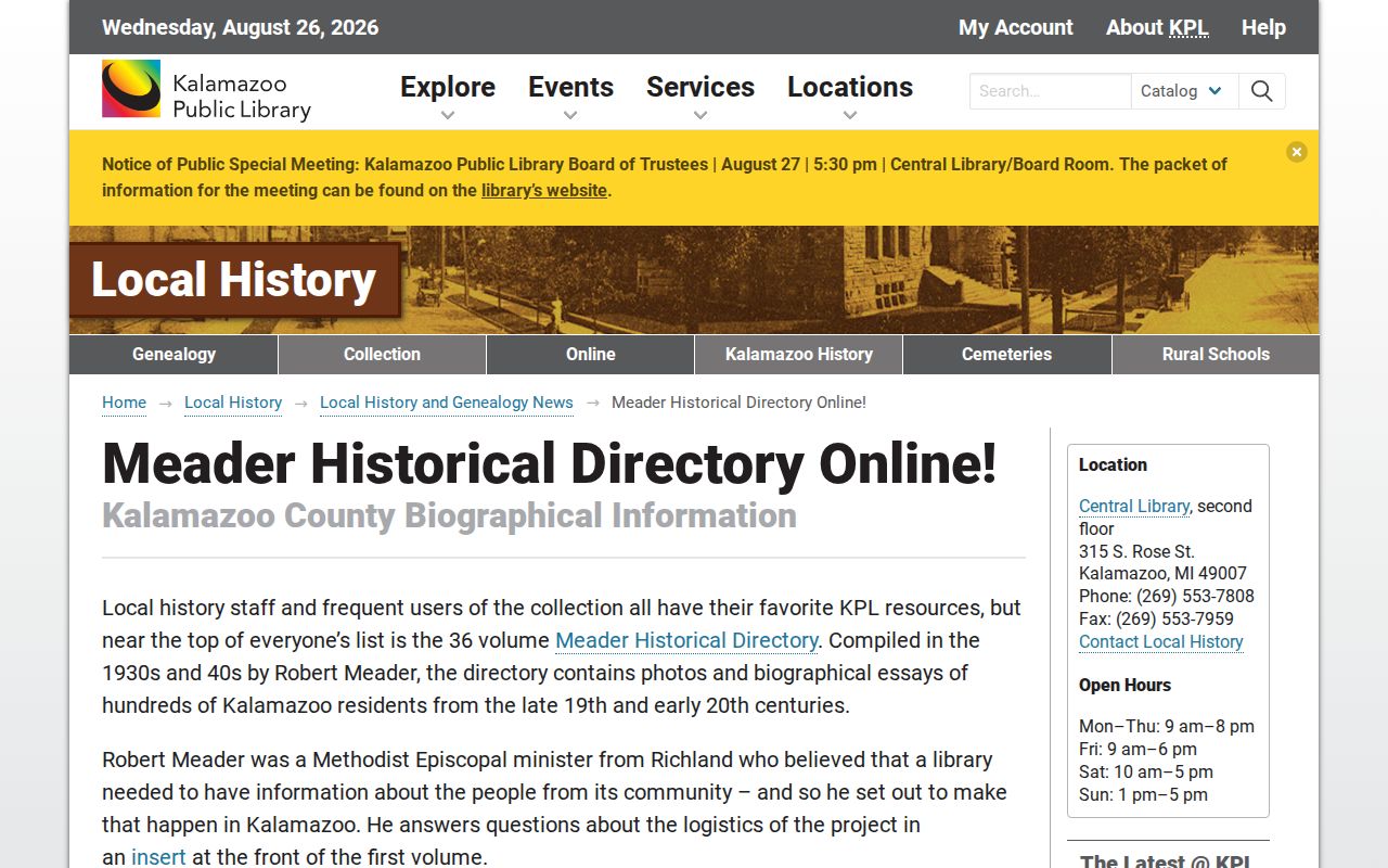Kalamazoo city directory Meader index to scan workflow