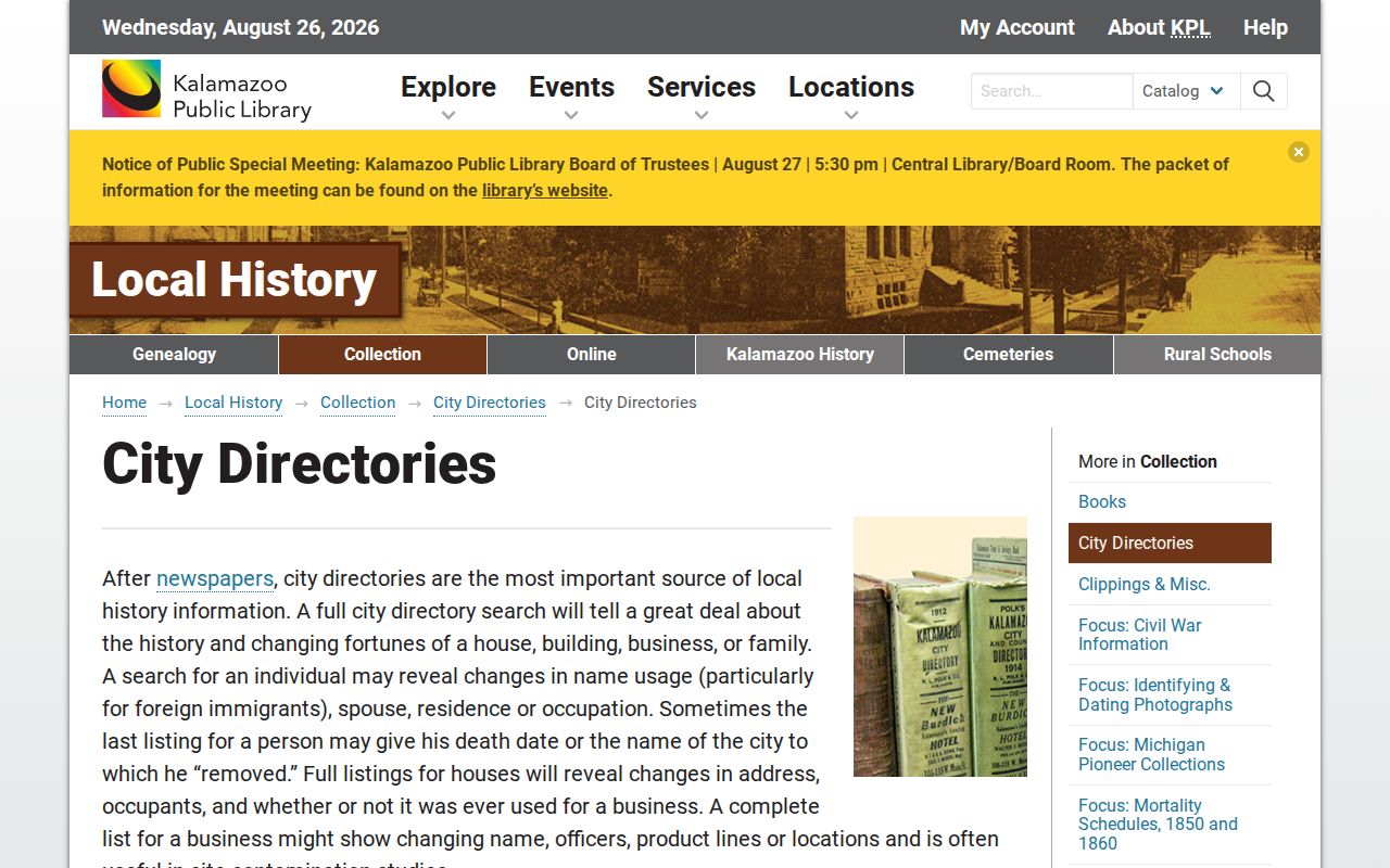 Kalamazoo city directory KPL historical collection